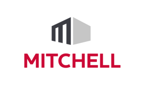 Logo for MITCHELL in red text, with an M designed to look like a building above.