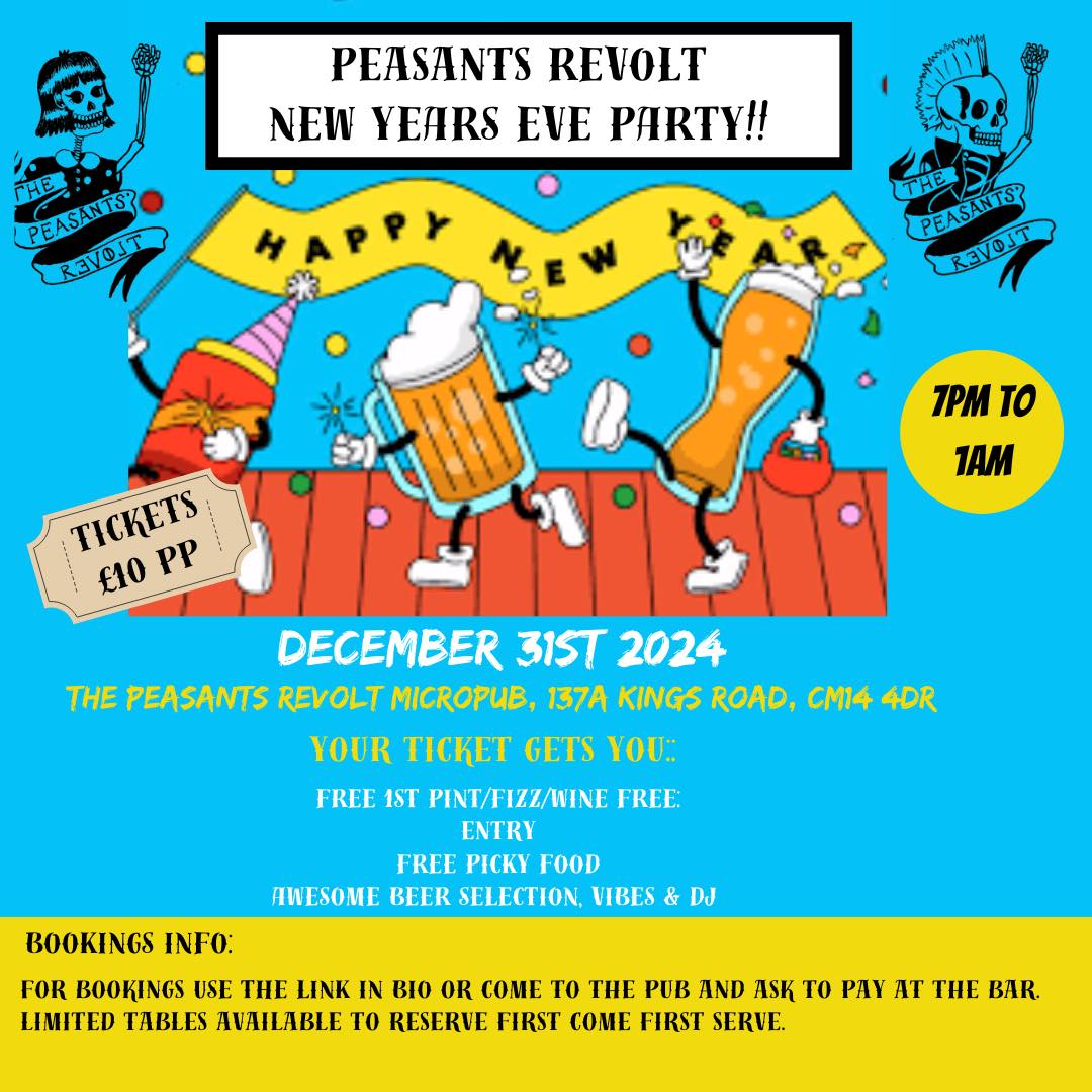 Poster for The Peasants' Revolt New Years' Eve Party on 31 December 2024