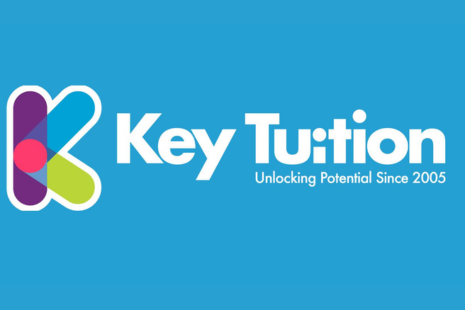 Logo for Key Tuition with a large coloured 'K' and the words 'Key Tuition' in white, on a light blue background.