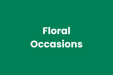 White text on green background reads 'Floral Occasions'