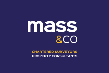 Mass & Co logo, white text on dark blue background with a yellow '&' sign.  Text underneath reads, in yellow, 'CHARTERED SURVEYORS' and, in white, 'PROPERTY CONSULTANTS'.