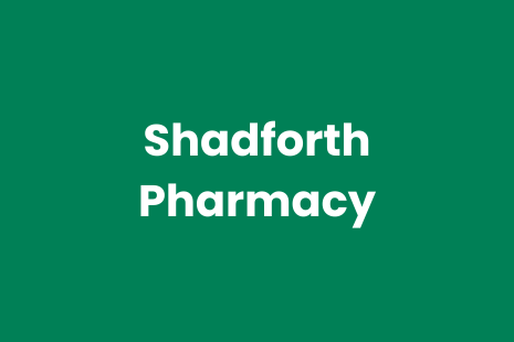 White text on green background reads 'Shadforth Pharmacy'