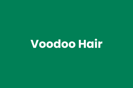 White text on green background reads 'Voodoo Hair'