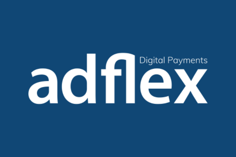 Adflex logo.  White text on dark blue background reads 'adflex Digital Payments'.