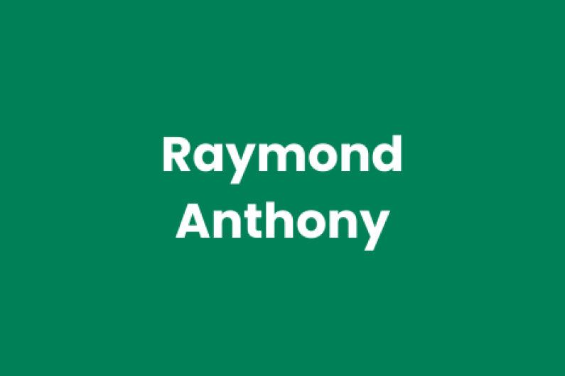 White text on green background reads 'Raymond Anthony'