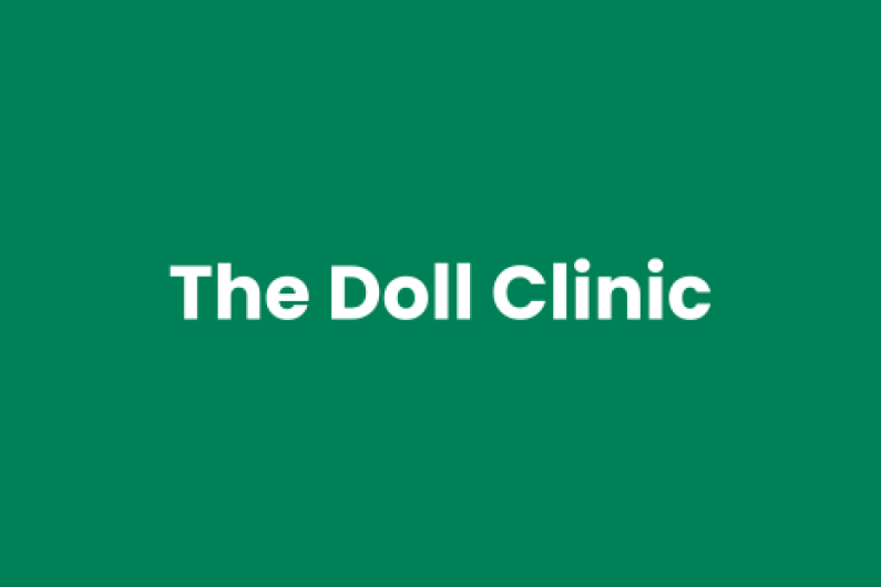 White text on green background reads 'The Doll Clinic'