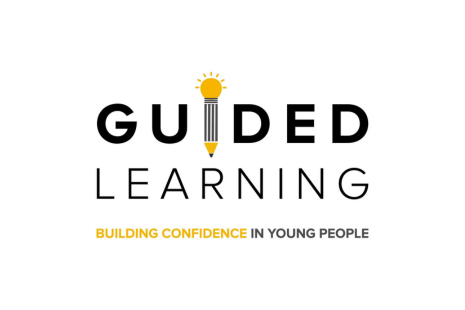 Logo for Guided Learning - black text, with a pencil with a light bulb at the end for the 'I'.  'BUILDING CONFIDENCE IN YOUNG PEOPLE