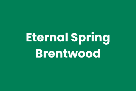 White text on green background reads 'Eternal Spring Brentwood'