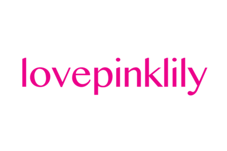 Logo for lovepinklily in pink text on a white background.