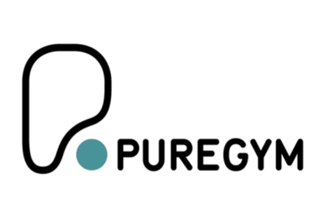 PureGym logo with stylized "P" and blue circle.